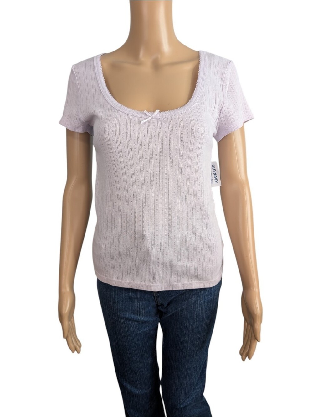 Old Navy Lace-Trim Ribbed Pointelle T-Shirt M